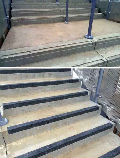 Non Slip Nosing Inset into Concrete Stair