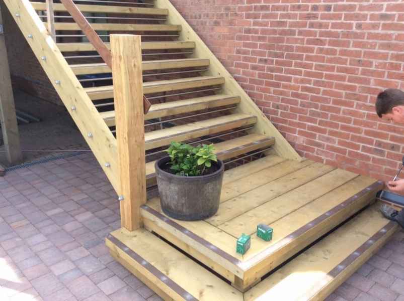 Decking Step Strips on Timber Staircase