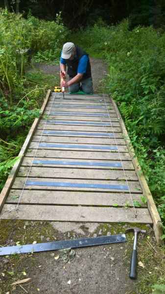 Anti Slip Decking Strips on Bridge easily applied with Sikaflex Sealant