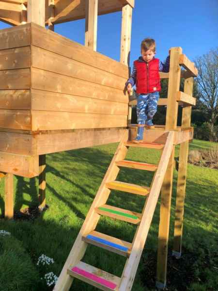 Multi Coloured Decking Step Strips on Childs Playhouse