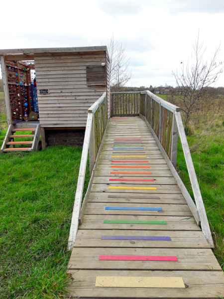 Disability access anti slip decking and step strips for composting toilet