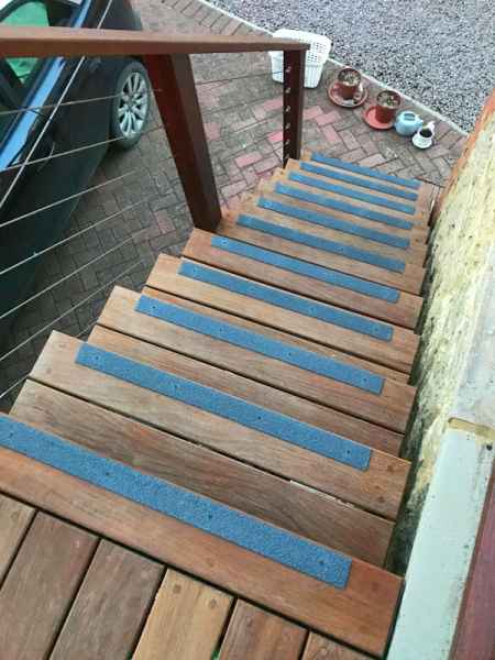 Anti Slip Stair Strips on timber staircase
