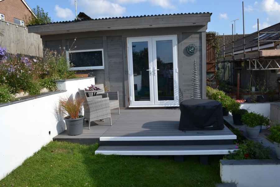 White anti slip stair nosing for garden steps