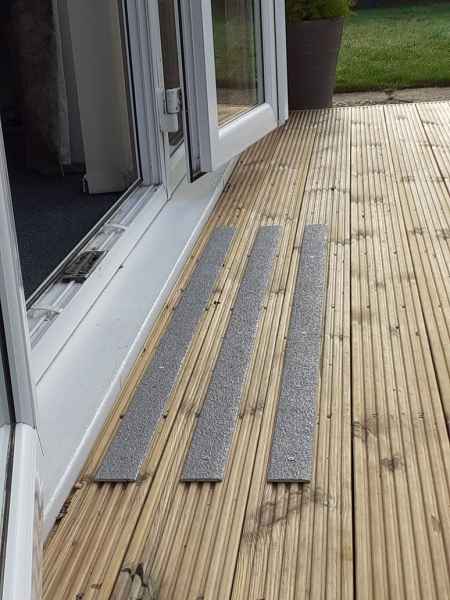 Non slip strips for slippery garden decking