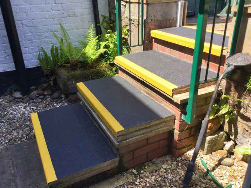 Brian C - Anti Slip Stair Treads Black Yellow on Brick Stairs