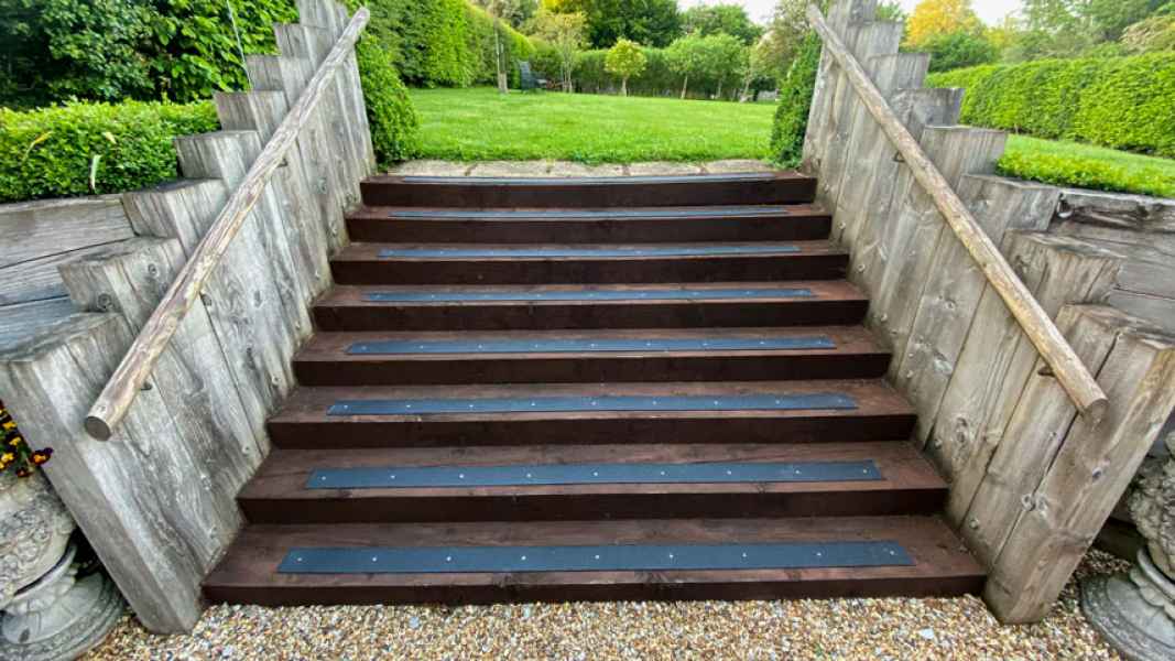 Christopher D - Non Slip Decking Strips Black on Wooden Stairs