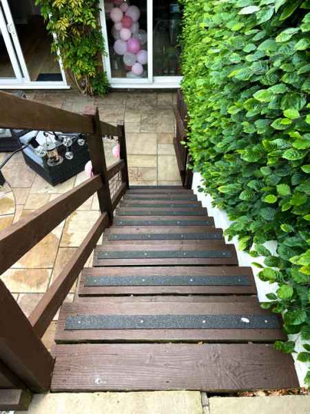 Paul B - Non Slip Decking Strips Black on Wooden Stairs