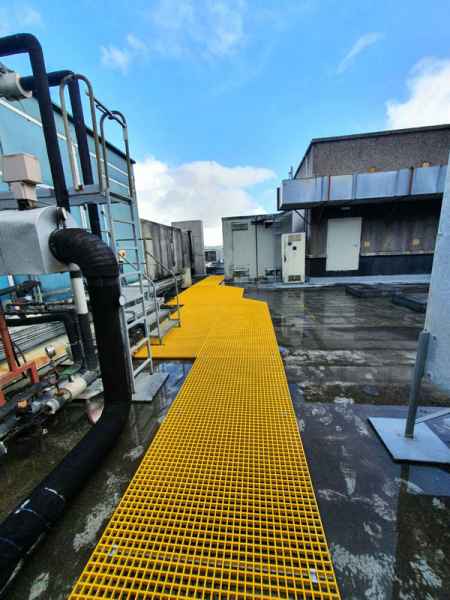 Industrial Extraction - Plant access roof walkway Yellow Grating