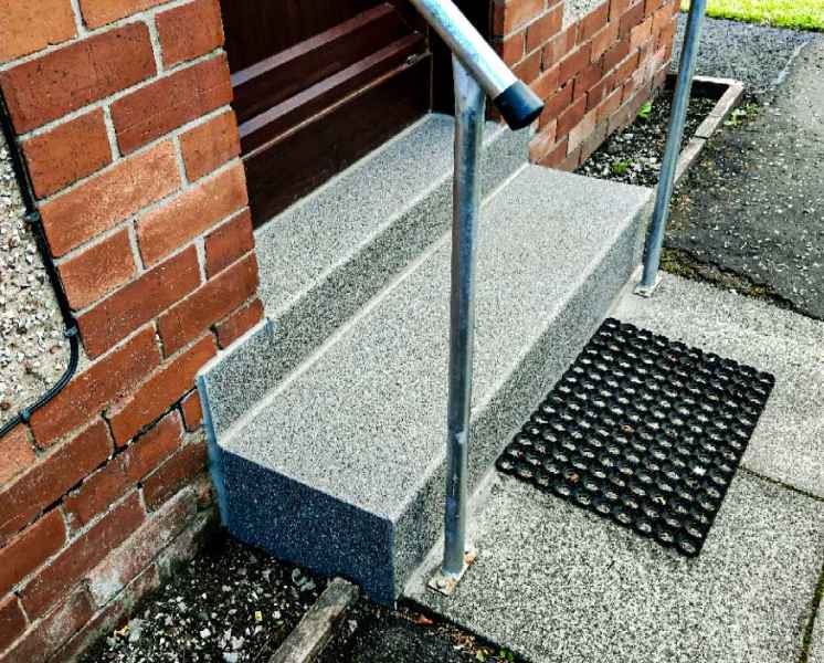 Anti slip stair tread cover and riser in gunmetal on external step