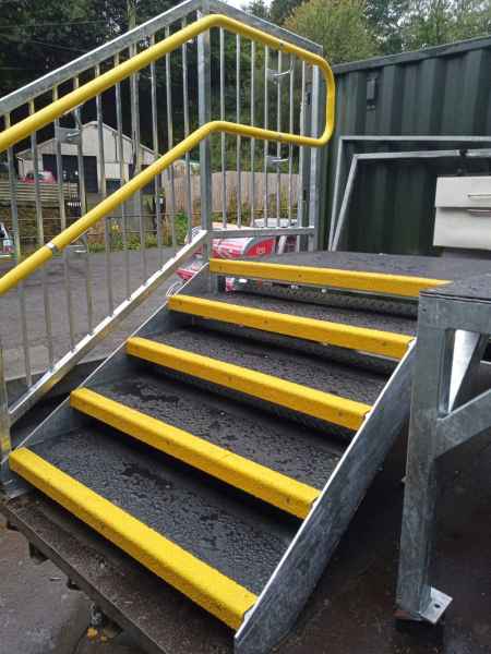 Black and Yellow extra deep standard stair treads floor sheets on access platform