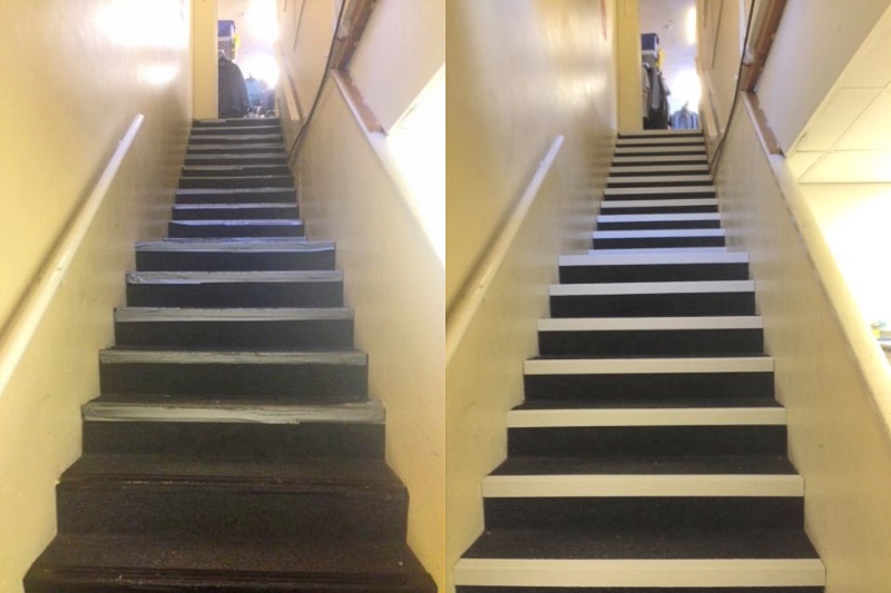 anti-slip stair treads used on internal staircase to repair rather than replace