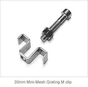 M Clip for 30mm GRP Grating thickness panel.