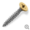 Beige-Buff RAL 1001 coloured top, stainless steel, countersunk, pozi screws.