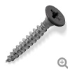 Dark grey RAL 7016 coloured top, stainless steel, countersunk, pozi screws.