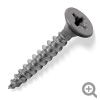 Medium grey RAL 7004 coloured top, stainless steel, countersunk, pozi screws.