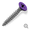 Purple BS 22-D-45 coloured top, stainless steel, countersunk, pozi screws.