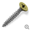 Sage RAL 1020 coloured top, stainless steel, countersunk, pozi screws.