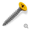 Yellow RAL 1003 coloured top, stainless steel, countersunk, pozi screws.