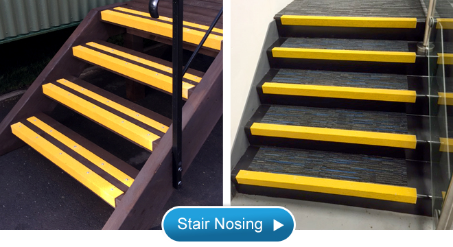 Anti slip stair nosing for safer steps, stairs and walkways.