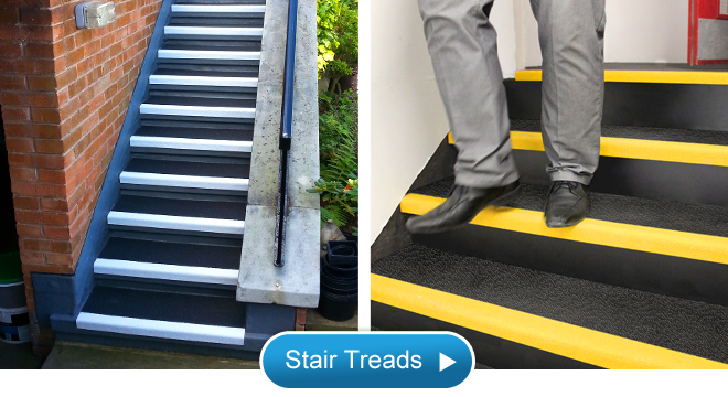 Anti slip stair treads for safer steps, stairs and walkways.