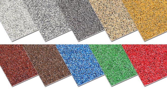 Non slip floor sheets blended multi colour finishes.