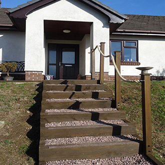 Providing safety on a very steep garden slope.