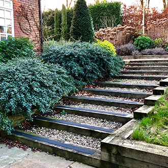 "SafeTread Non-slip decking strips, installed on a flight of slippery old wooden sleeper steps, has successfully reclaimed the steps, making them safe to use in the damp and frost of winter." A Thomson.