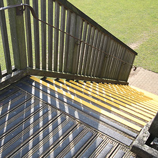 Nosing and decking strips applied to stairs and landings.