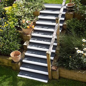 Black and white Stair Treads garden installation.