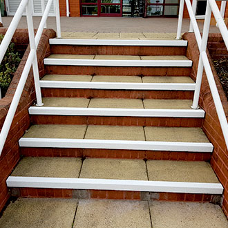 White Stair Nosings improve visibilty and safety.