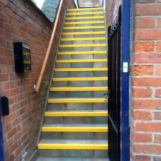 Yellow Stair Nosings safety installation.