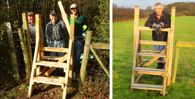 Non-slip strips applied to new stile.