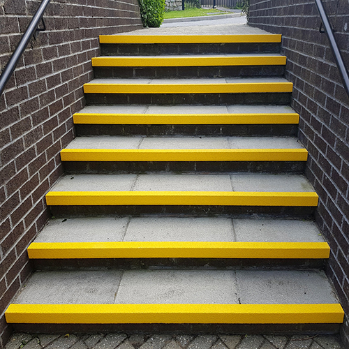 With contrasting colours Stair Nosing highlights the front of school steps.
