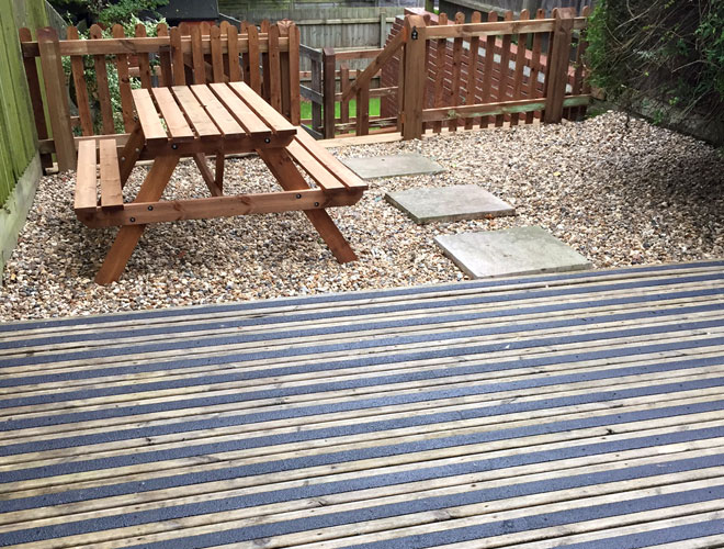 Decking areas or steps can be used immediately after installation.
