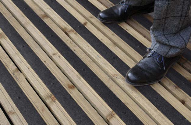 Improve patio and garden decking safety with anti-slip deck strips.