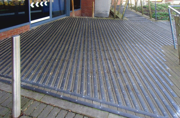 Public walkways and footpaths made safer with anti-slip strips.