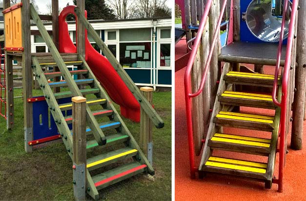 Colour decking strips for school play areas and playgrounds.