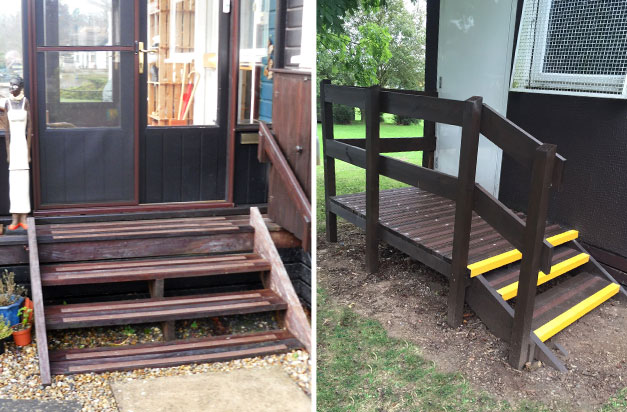 Non-slip decking strips home and college steps installations.