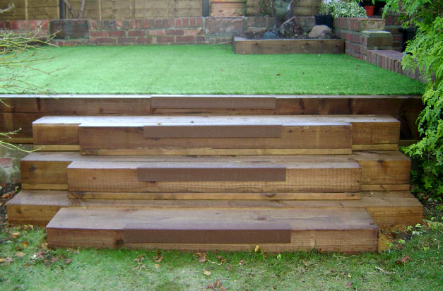Non-slip decking strips how to get a grip on slippy wooden sleeper steps.
