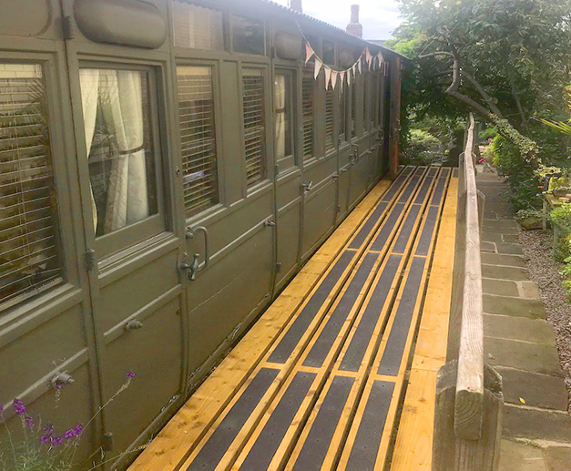 “Just received and installed some safety strips for the platform of our 1887 built 3rd class Railway Carriage which we use as B&B accommodation. It looks great.” L & R Craig.