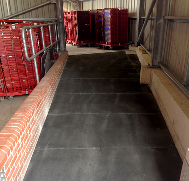 High use factory ramp and walkways with non-slip areas.