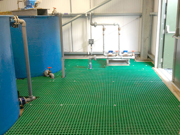 GRP Grating industrial tank room floor installation.