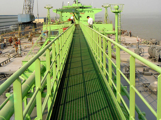 Anti-slip GRP Grating for shipping environments and offshore facilities.