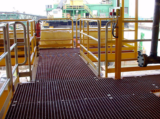 GRP Grating for engineering environments, offshore facilities and industrial sites.