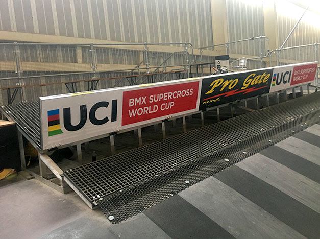 Upgraded BMX gate at the National Cycling Centre in Manchester.