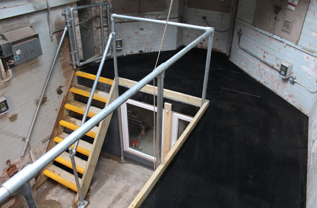 Anti slip stair nosings platform and stairways safety installation at london zoo.