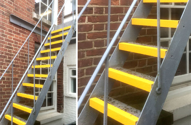 “Our emergency escape steps, the previously slippery steps are now super safe with anti-slip treads.” SG.