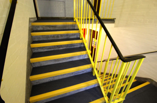 Stair Treads can over-clad steps, such as worn concrete steps.