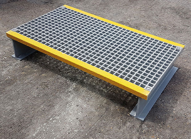 Bespoke GRP step-over platform for walkways and dangerous obstructions