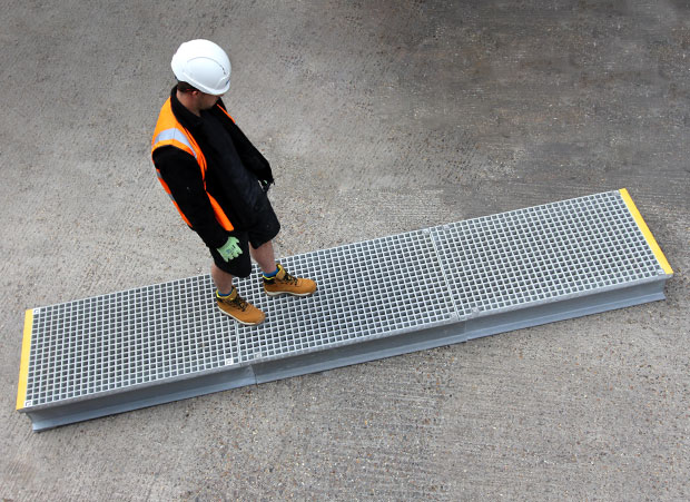 Bespoke GRP modular platforms connected for pathways and cabling